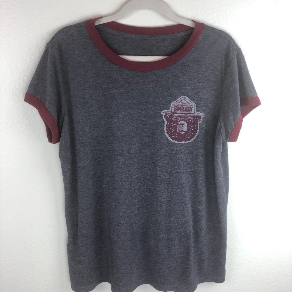 Smokey The Bear Graphic Ringer Short Sleeve Tee